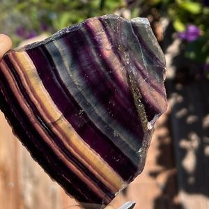Rainbow fluorite slice